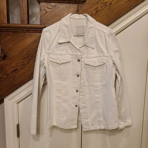 Helmut Lang SS 2004 White Broken Denim Concealed Jacket Size M